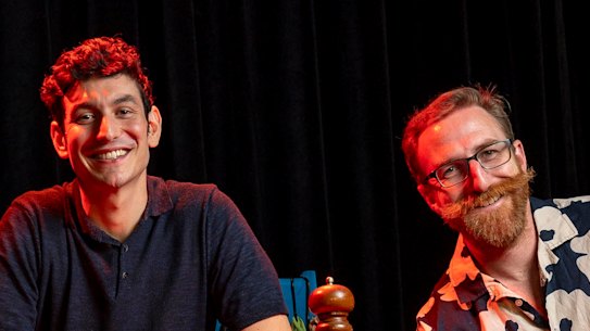 Jared Harford and fellow producer Joshua Burton on the set of Signor Baffo.