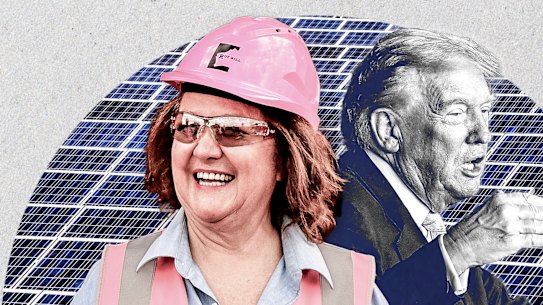 Gina Rinehart’s abhorrence for the renewable sector does not extend to the minerals underpinning it, which have soared thanks to Donald Trump.