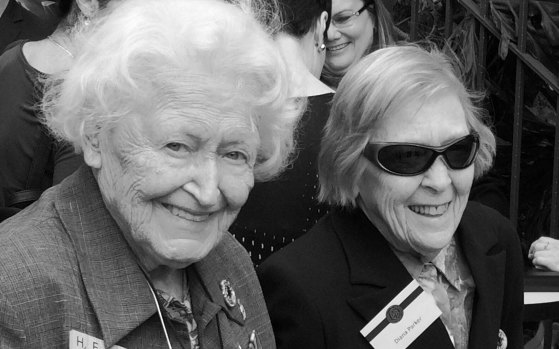 Helen Kenny (left) at a 70th anniversary reunion at Central Bureau of the intelligence corps with fellow 'Garage Girl' Diana Parker.