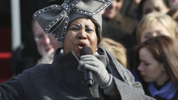 Aretha Franklin in 2009 at Barack Obama's inauguration.
