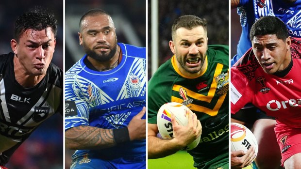 World Cup stars (from left) New Zealand’s Joseph Manu, Samoa’s Junior Paulo, Australia’s James Tedesco and Tonga’s Jason Taumalolo could meet in an end-of-year Four Nations.