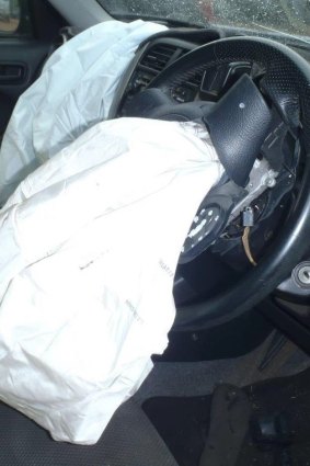 The Takata airbag in a RAV4 SUV, responsible for injuring a 21-year-old in Darwin.