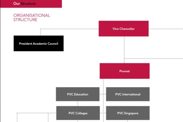Murdoch University’s organisational structure shows the PVC of Education and PVC of Colleges will be promoted into Deputy VC roles that will answer directly to the Vice Chancellor and Provost, respectively.
