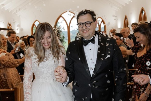 Former Liberal staffer Brittany Higgins and David Sharaz married last year.