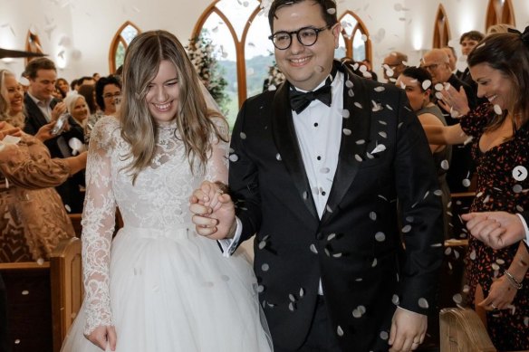 Former Liberal staffer Brittany Higgins and David Sharaz married last year.