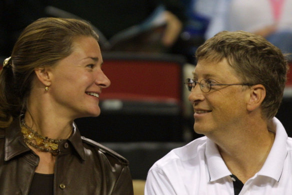 Melinda and Bill Gates in 2001 at a tennis match in Seattle.