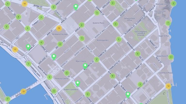 Cycling safety hotspots identified by cyclists to Brisbane City Council in 2018.