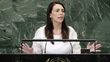New Zealand's Prime Minister Jacinda Ardern addresses the United Nations General Assembly.