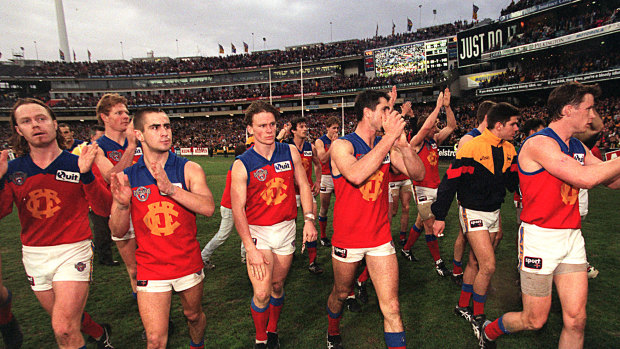 Fitzroy leave the field after their last game in Melbourne.