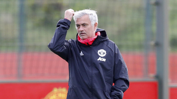 Adamant: Manchester United manager Jose Mourinho at training.
