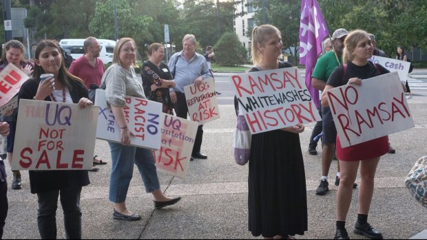 Moves by the private Ramsay Centre for Western Civilisation to begin courses at UQ prompt a protest.