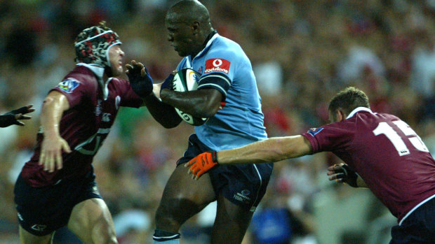 Hostile: Queensland Origin great Wendell Sailor was jeered by the Suncorp Stadium crowd in his first match there playing for the NSW Waratahs.