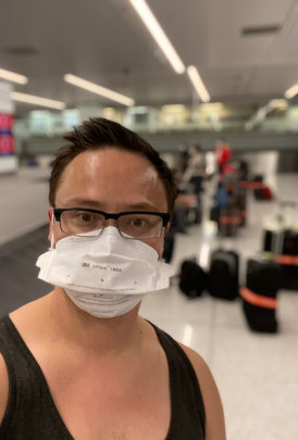 Dr Glen Lo at Sydney International Airport in the early hours of Saturday morning.