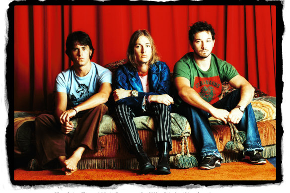 In happier times: Daniel Johns (centre) with Silverchair bandmates Ben Gillies and Chris Joannou in 2002.