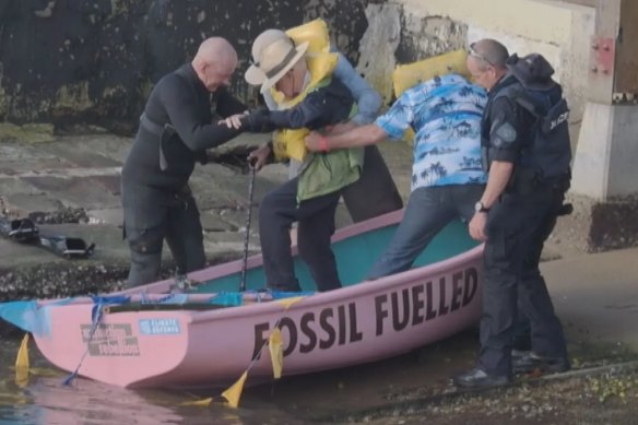 Alan Stuart was arrested for his role in an anti-coal protest in Newcastle on Sunday.  