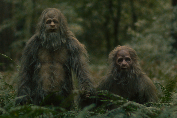 Jesse Eisenberg and Riley Keough in Sasquatch Sunset.