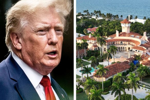 Former president Donald Trump and his Mar-a-Lago property.