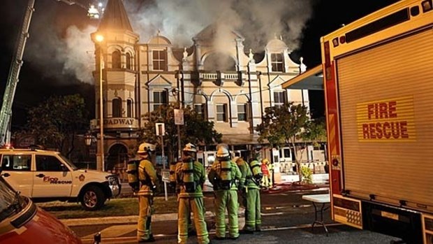 The Broadway Hotel went up in flames in July 2010.