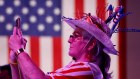 A Trump supporter at the Palm Beach Convention Centre