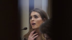 Former White House communications director Hope Hicks is seen behind closed doors during an interview with the House Judiciary Committee on Capitol Hill in Washington in 2019.