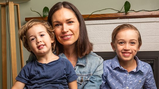 Delwyn Lawson with her two sons Luca, 2, and Elijah, 6. Ms Lawson experienced ovarian hyperstimulation syndrome, which can occur after IVF treatments and cause severe side effects such as blood clots and kidney failure.