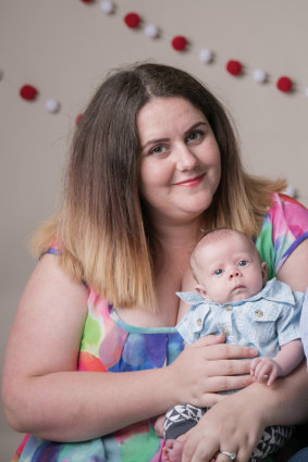 Ashleigh Buchanan with her newborn son Dylan, who is lactose intolerant. 