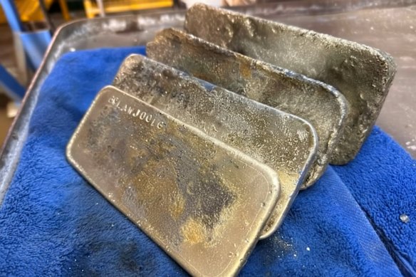 Gold doré from Auric Mining’s Munda gold mine outside of Kalgoorlie, Western Australia.