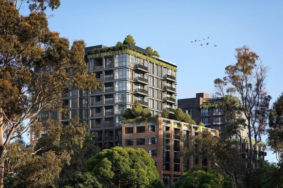 An artist’s impression of the North Melbourne apartments designed by Fender Katsalidis.