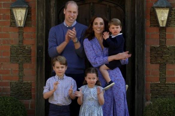 Pictured in April, the Cambridges and their children, Prince George, 7, Princess Charlotte, 5, and Prince Louis, 3.