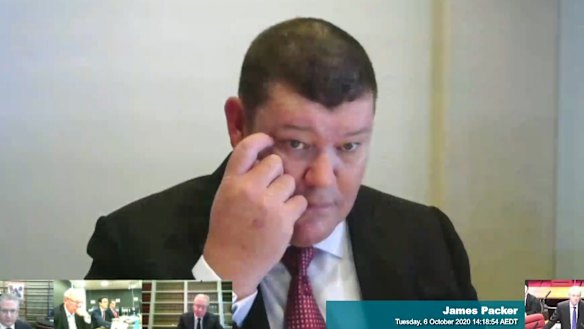 James Packer appearing before the NSW inquiry.