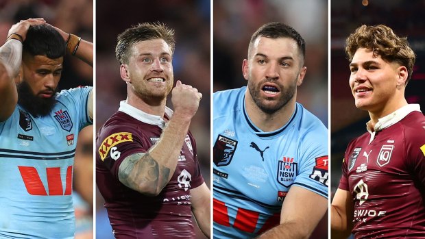 State of Origin players (l-r): Payne Haas, Cameron Munster, James Tedesco and Reece Walsh.