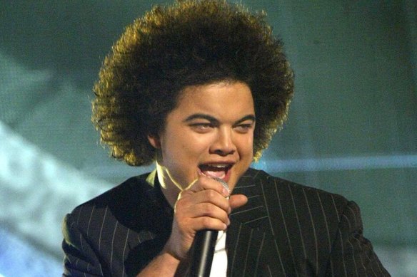 Guy Sebastian during the finals of the first Australian Idol show at the Sydney Opera House in 2003.