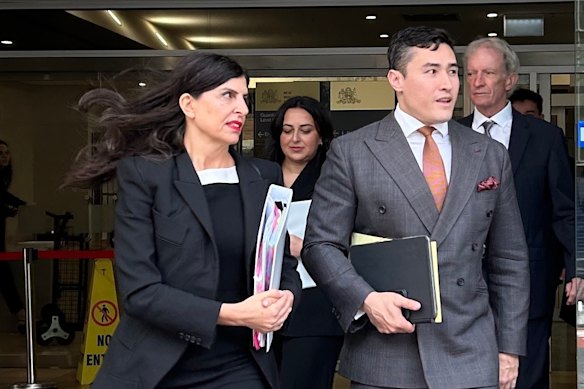 Alan Jones’ barrister Gabrielle Bashir, SC, and instructing solicitor Bryan Wrench at an earlier court appearance for Jones.