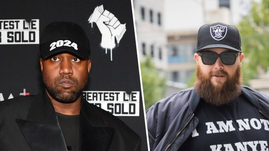 Ye (formerly known as Kanye West) and Mark Elkhouri, the Melbourne burger shop owner he was locked in a legal battle with.