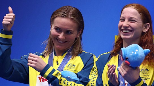 Ariarne Titmus and Mollie O’Callaghan.