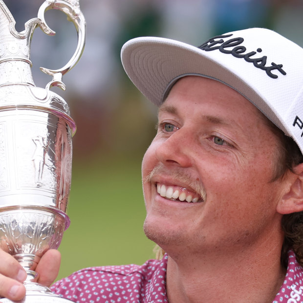 Australian golfer Cameron Smith holding the famous Claret Jug after winning the British Open.