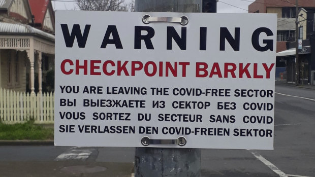 The Checkpoint Barkly sign