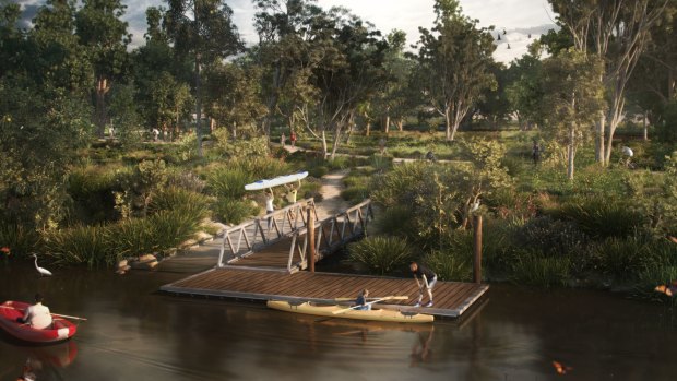 The wetlands will include elevated boardwalks and trails.
