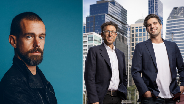 Jack Dorsey of Square, left, and Anthony Eisen and Nicholas Molnar of Afterpay. The deal between the two groups may not be the last big one of this cycle. 