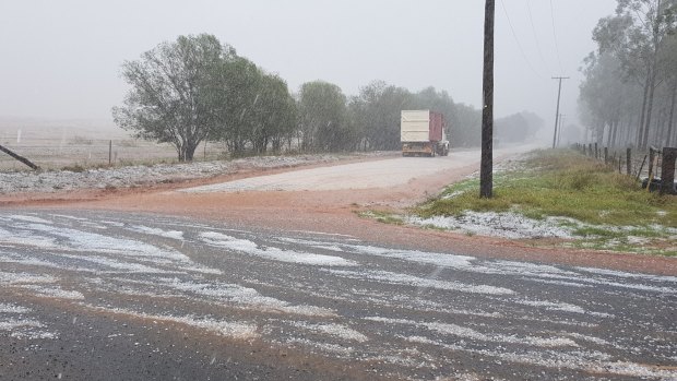 Kingaroy resident Denise Keelan was caught in a storm on the way home from work. She was surprised at how large the hail was.