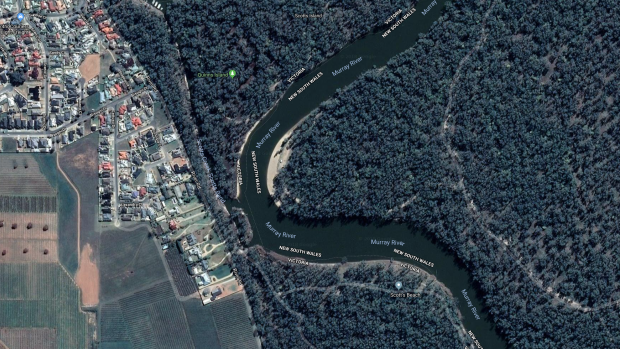 Aerial image of the location of Wattletree Beach, a popular camp spot. 