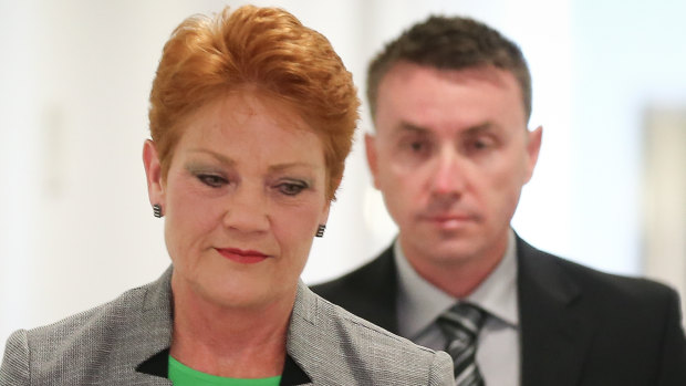 Senator Pauline Hanson with chief of staff James Ashby.