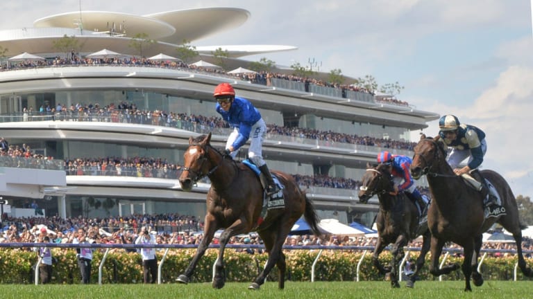 Over here: Cross Counter and Kerrin McEvoy win the Melbourne Cup.