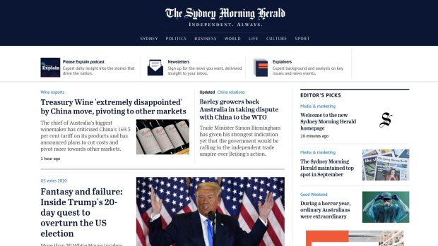 Welcome to the new Sydney Morning Herald homepage