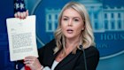White House Press Secretary Karoline Leavitt holds a trade letter sent to Japan on Monday.