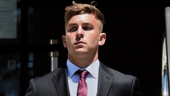 Callan Sinclair outside the NSW District Court in Wollongong on Wednesday.