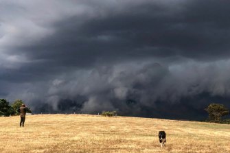 The storm front rolls across Creswick and Ballarat. 