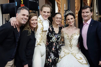 Hallberg (third from left) with, from left, artistic team Steven Heathcote, Elizabeth Toohey and Fiona Tonkin, principal artist Amber Scott, and David McAllister – whom Hallberg is replacing as The Australian Ballet’s artistic director.