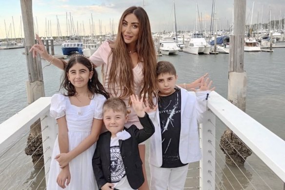 Nissy Nassif with her children earlier this year.