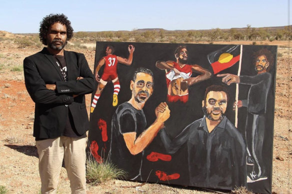 In 2020, Namatjira became the first Indigenous artist to win the Archibald Prize, with his portrait of himself and Adam Goodes.